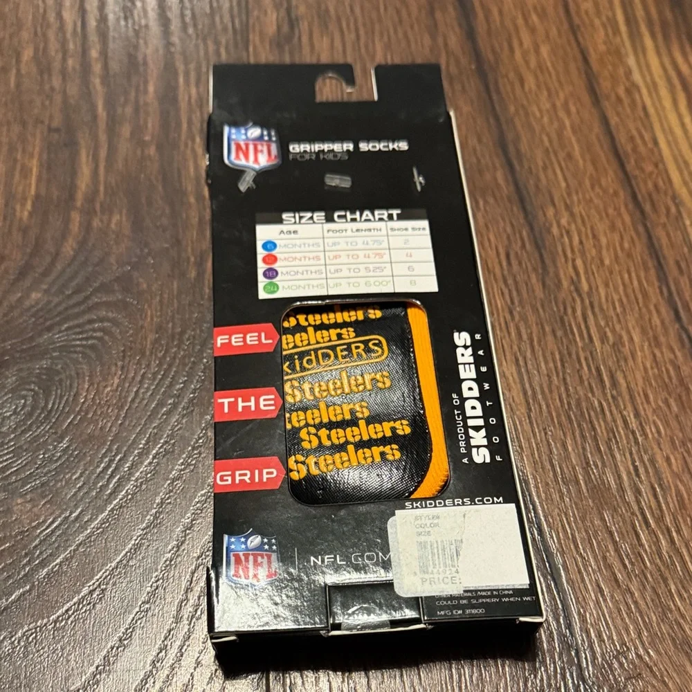 NFL Steelers Kids Gripper Socks in Yellow and Black - Size 6 Months